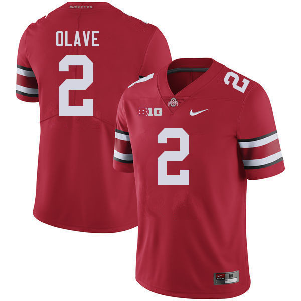 #2 Chris Olave Ohio State Buckeyes Jerseys Football Stitched-Red